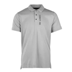 CERRUTI Polo en coton velino logo brodé vertical Homme GRIS CLAIR New