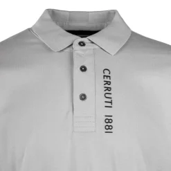 CERRUTI Polo en coton velino logo brodé vertical Homme GRIS CLAIR New