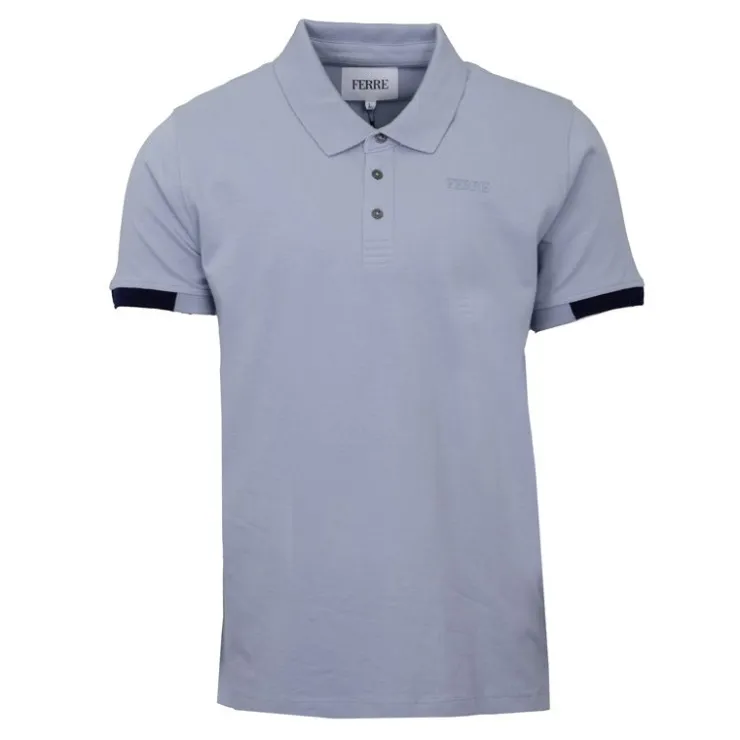 GIANFRANCO FERRE Polo Gianni à boutons coton texturé Homme BLEU CLAIR Hot