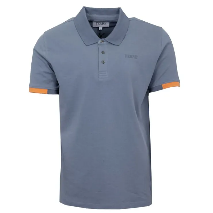 GIANFRANCO FERRE Polo Gianni à boutons coton texturé Homme BLEU Hot