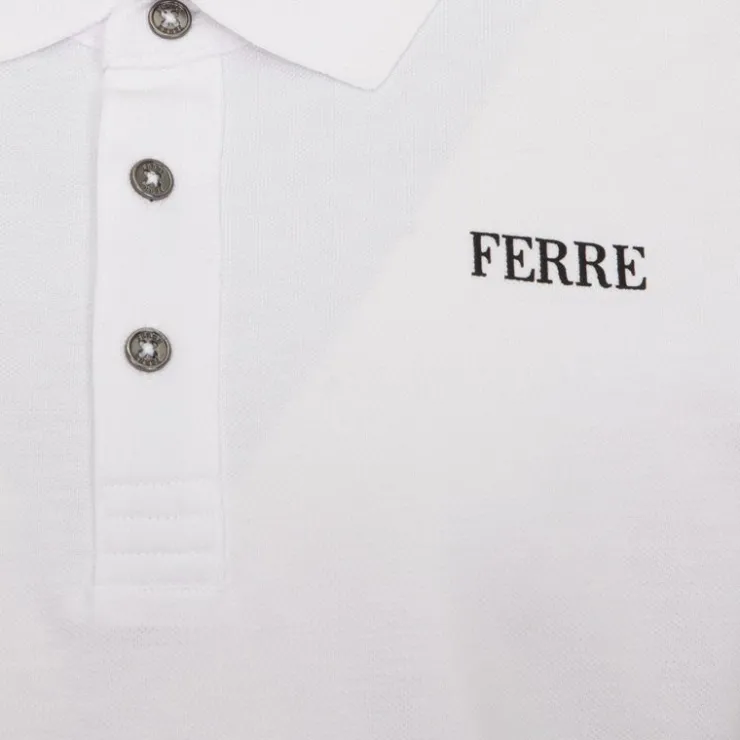 GIANFRANCO FERRE Polo Gianni à boutons coton texturé Homme BLANC New