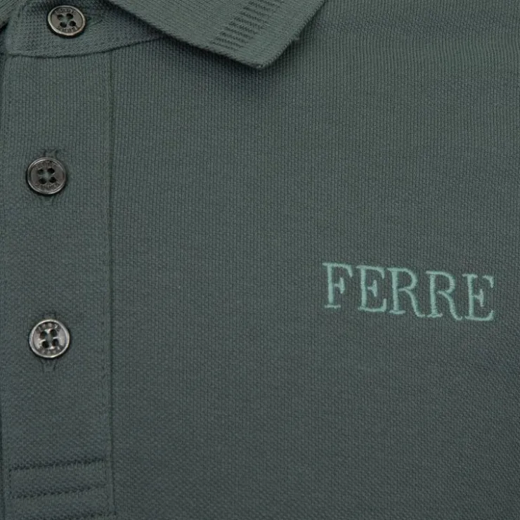 GIANFRANCO FERRE Polo Leandro coton avec boutons Homme VERT FONCE Clearance