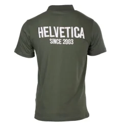 HELVETICA Polo logo brodé Homme KAKI Hot