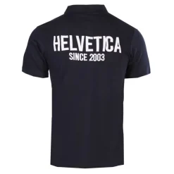 HELVETICA Polo logo brodé Homme BLEU FONCE Hot