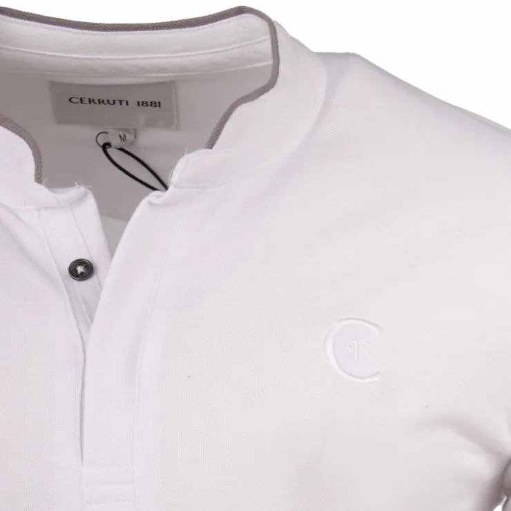 CERRUTI Polo manches courtes col mao firenza Homme BLANC New