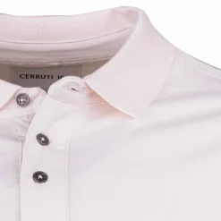CERRUTI Polo manches courtes coton doux bande logo épaule ballabile Homme ROSE CLAIR Sale