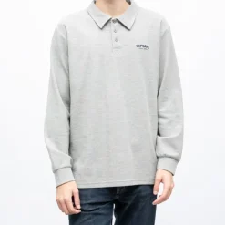 KAPORAL Polo manches longues broderie cote germinal Homme GRIS CLAIR New