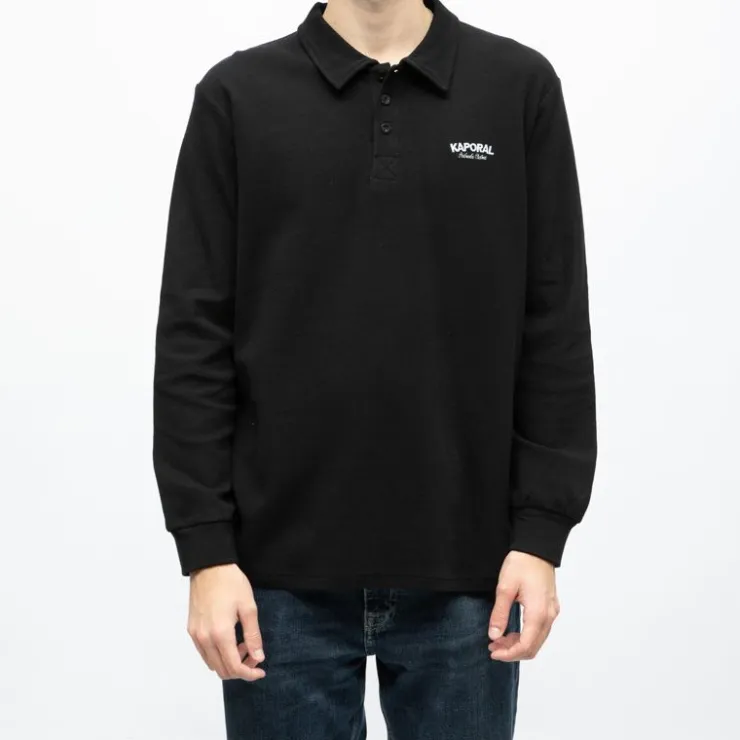 KAPORAL Polo manches longues broderie cote germinal Homme NOIR Discount