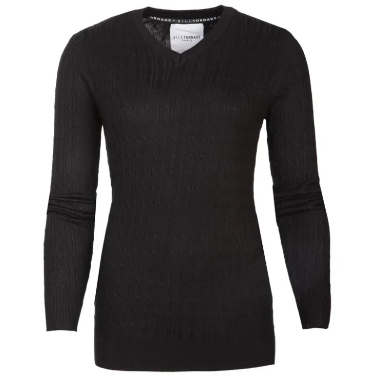 BILL TORNADE Pull col v torsadé 18734 Femme NOIR Discount