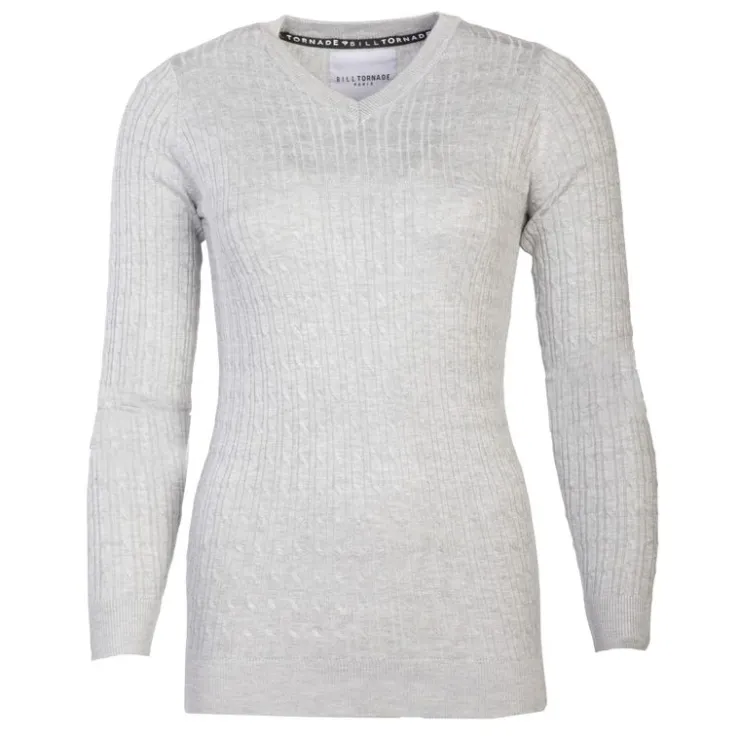BILL TORNADE Pull col v torsadé 18734 Femme GRIS CLAIR Best
