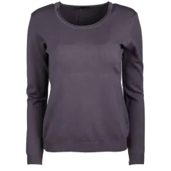 REAL CASHMERE Pull fine maille col rond 30% cachemire 080 Femme GRIS FONCE Clearance