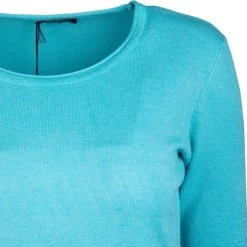 REAL CASHMERE Pull fine maille col rond 30% cachemire 080 Femme TURQUOISE Outlet