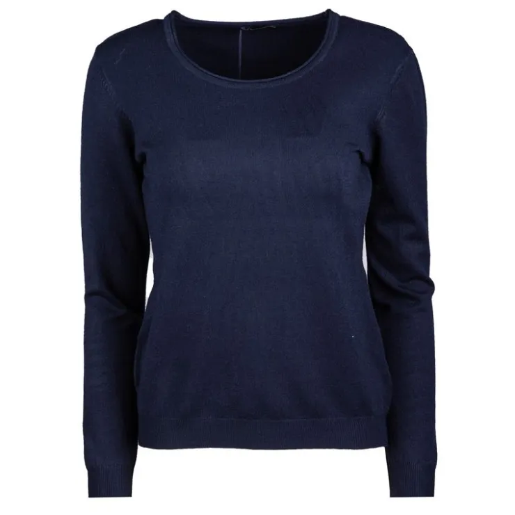 REAL CASHMERE Pull fine maille col rond 30% cachemire 080 Femme BLEU FONCE Hot