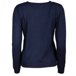 REAL CASHMERE Pull fine maille col rond 30% cachemire 080 Femme BLEU FONCE Hot