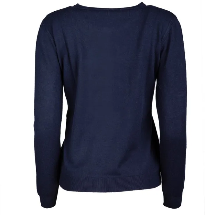 REAL CASHMERE Pull fine maille col rond 30% cachemire 080 Femme BLEU FONCE Hot