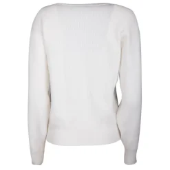 REAL CASHMERE Pull grosse maille col rond cachemire laine Femme BLANC Outlet