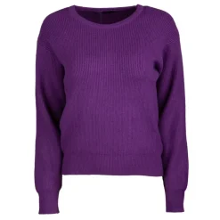 REAL CASHMERE Pull grosse maille col rond cachemire laine Femme VIOLET Best