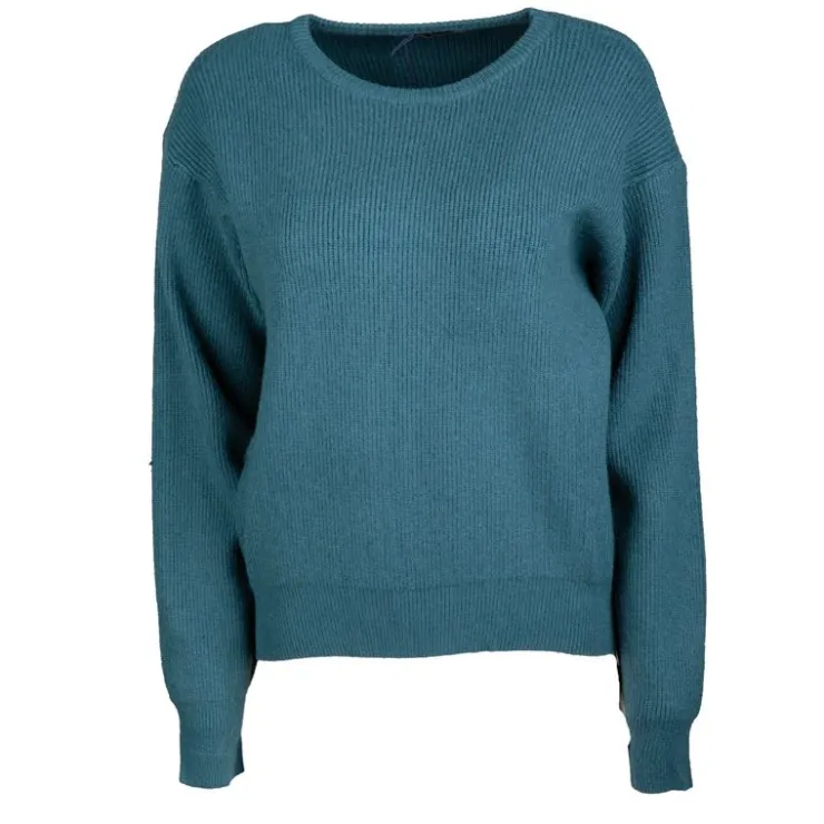 REAL CASHMERE Pull grosse maille col rond cachemire laine Femme VERT FONCE Online