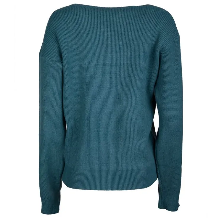 REAL CASHMERE Pull grosse maille col rond cachemire laine Femme VERT FONCE Online