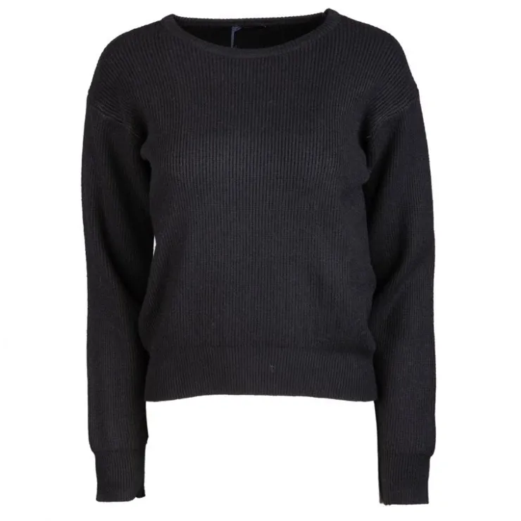 REAL CASHMERE Pull grosse maille col rond cachemire laine Femme NOIR Online