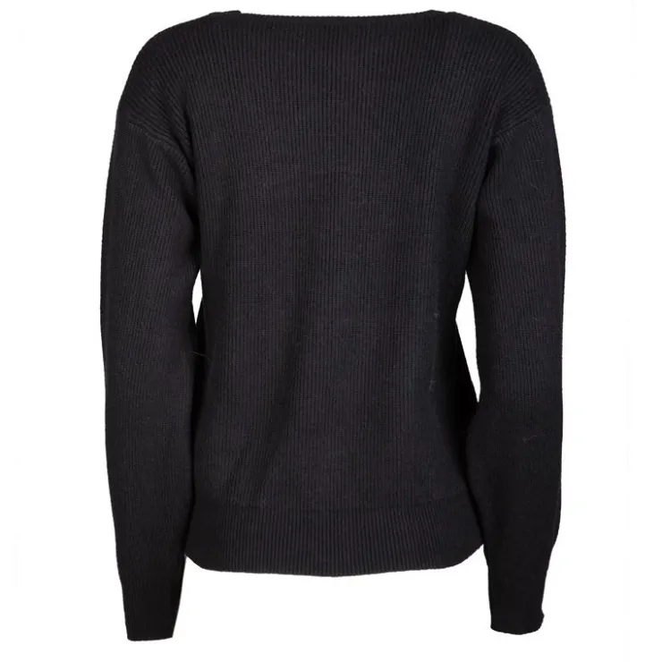 REAL CASHMERE Pull grosse maille col rond cachemire laine Femme NOIR Online