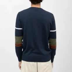 ELLESSE Pull à rayures colorées coton bleu marine Homme BLEU FONCE Online