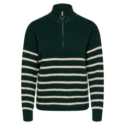 ONLY Pull à rayures tokyo fermeture semi-zippée Femme VERT FONCE Discount