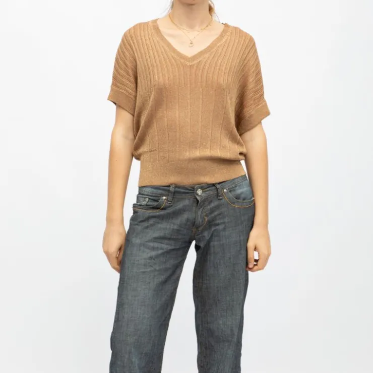 DEELUXE 74 Pull ajusté manches courtes Femme MARRON CLAIR Outlet