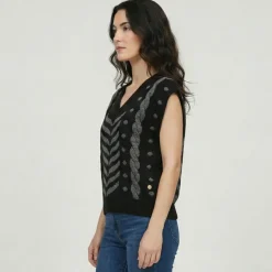 LES TROPEZIENNES PAR M.BELARBI Pull astrakan femme NOIR Best