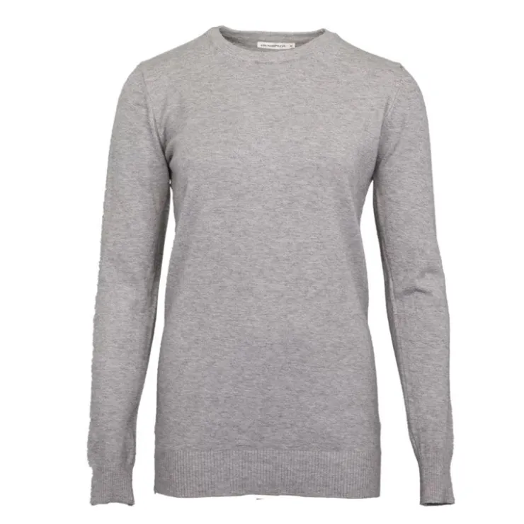 ELEVEN PARIS Pull basique maille fine col rond Mixte GRIS CLAIR Hot