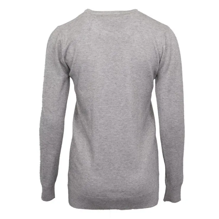 ELEVEN PARIS Pull basique maille fine col rond Mixte GRIS CLAIR Hot