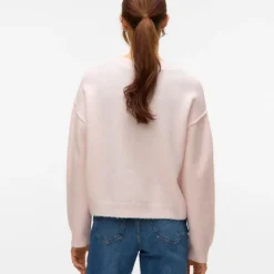 VERO MODA Pull besti col rond regular avec détail couture Femme ROSE CLAIR Sale