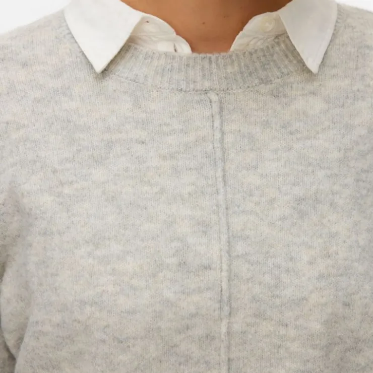 VERO MODA Pull besti col rond regular avec détail couture Femme GRIS CLAIR Online