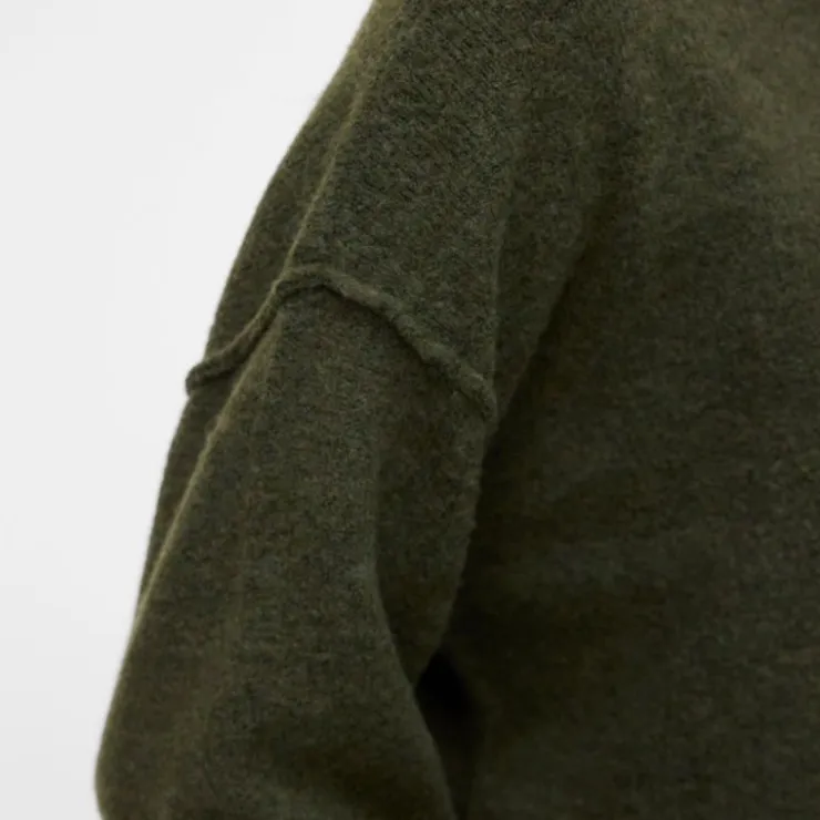 VERO MODA Pull besti col rond regular avec détail couture Femme KAKI