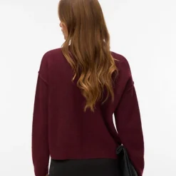 VERO MODA Pull besti col rond regular avec détail couture Femme BORDEAUX Clearance