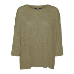 VERO MODA Pull Brianna oversize manches 3/4 mélangé Femme KAKI Best