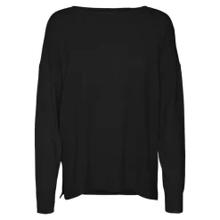 VERO MODA Pull col bateau maille fine Femme NOIR Discount