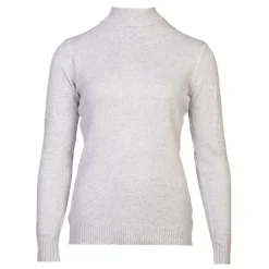 BELLE FEMME Pull col cheminée cachemire et laine mélangé Femme GRIS Hot