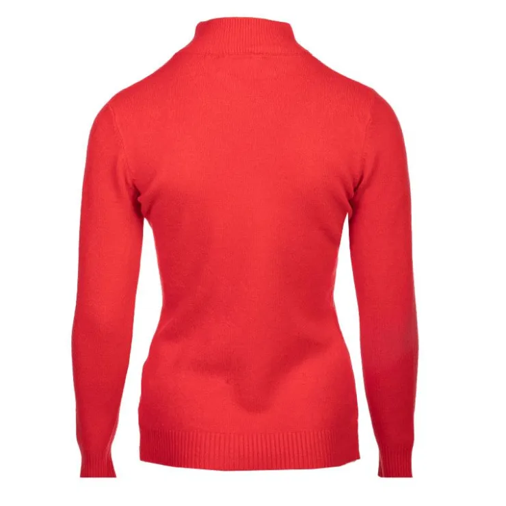 BELLE FEMME Pull col cheminée cachemire et laine mélangé Femme ROUGE Clearance