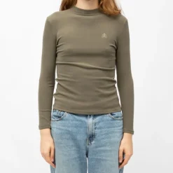 BURTON OF LONDON Pull col cheminée roselita fin Femme KAKI Sale