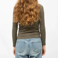 BURTON OF LONDON Pull col cheminée roselita fin Femme KAKI Sale