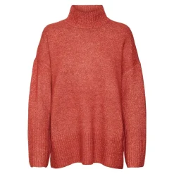 VERO MODA Pull col montant manches évasées Femme ROUGE Outlet