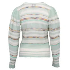 ANTIK BATIK Pull col rond leo doux à rayures Femme VERT CLAIR Discount