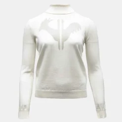 ROSSIGNOL Pull col roulé avec grand logo fils métalisés Femme BLANC ECRU Online