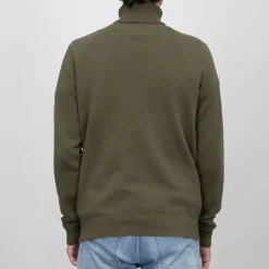 BILL TORNADE Pull col roulé maille fine couleur unie Homme KAKI Hot