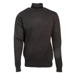 BILL TORNADE Pull col roulé maille fine couleur unie Homme NOIR Clearance