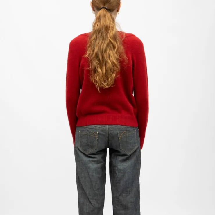 DEELUXE 74 Pull col v berilde maille fine old red Femme ROUGE Online