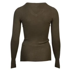 BURTON OF LONDON Pull col v femme fine cote jamina Femme KAKI Clearance