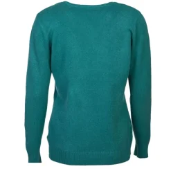 BELLE FEMME Pull col v laine et cachemire Femme VERT New