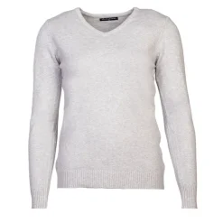 BELLE FEMME Pull col v laine et cachemire Femme GRIS Sale